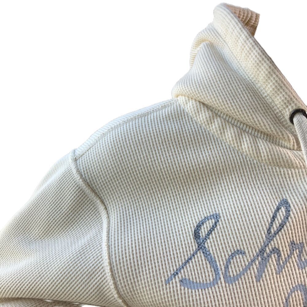 JAmerica Cream ZipUp Drawstring Hood Front Pockets‎ Graphic Print Hoodie Size XS - Picture 9 of 14